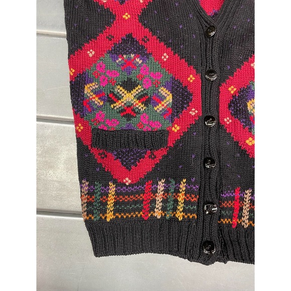 Roberta Frost Hand Knitted Cardigan Sweater Womens Medium Multicolor 100% Cotton - Picture 3 of 11